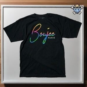 FASHION NOVA MEN BOUJEE GRAPHIC TEE RAINBOW TEXT SIZE LARGE STREETWEAR